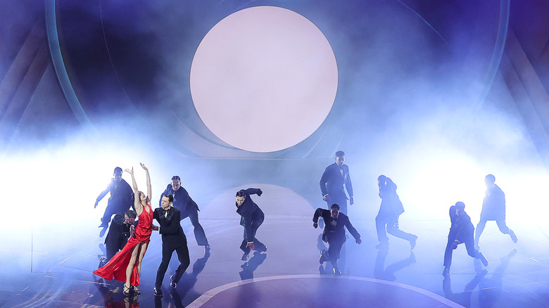 Margaret Qualley performing in the James Bond tribute at the Academy Awards