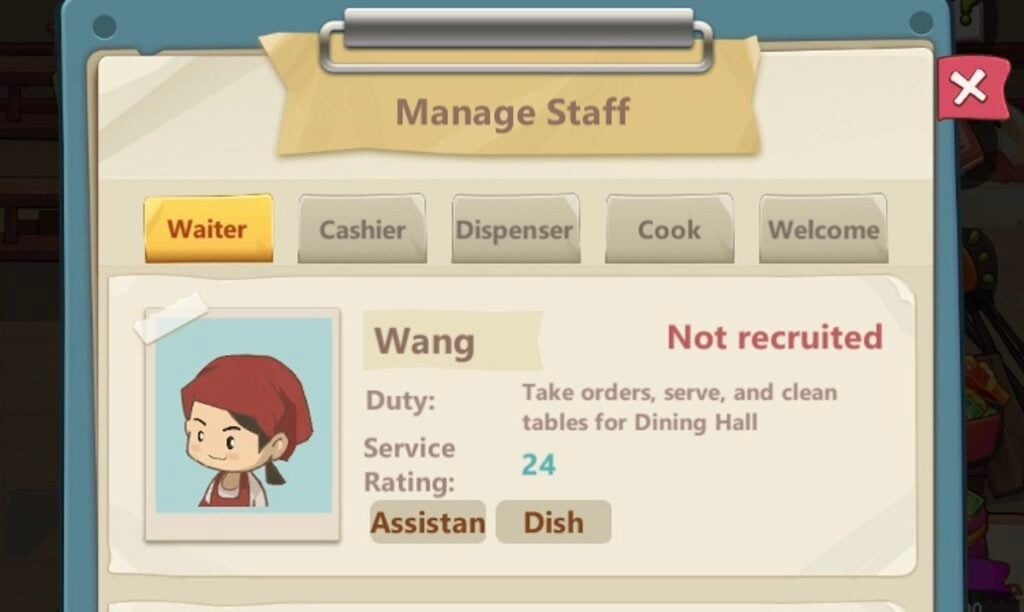 manage staff - Gameplay