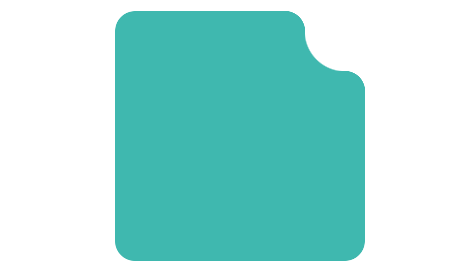 A square with rounded edges and a a circlular arc cut out of the top-right corner of the shape.