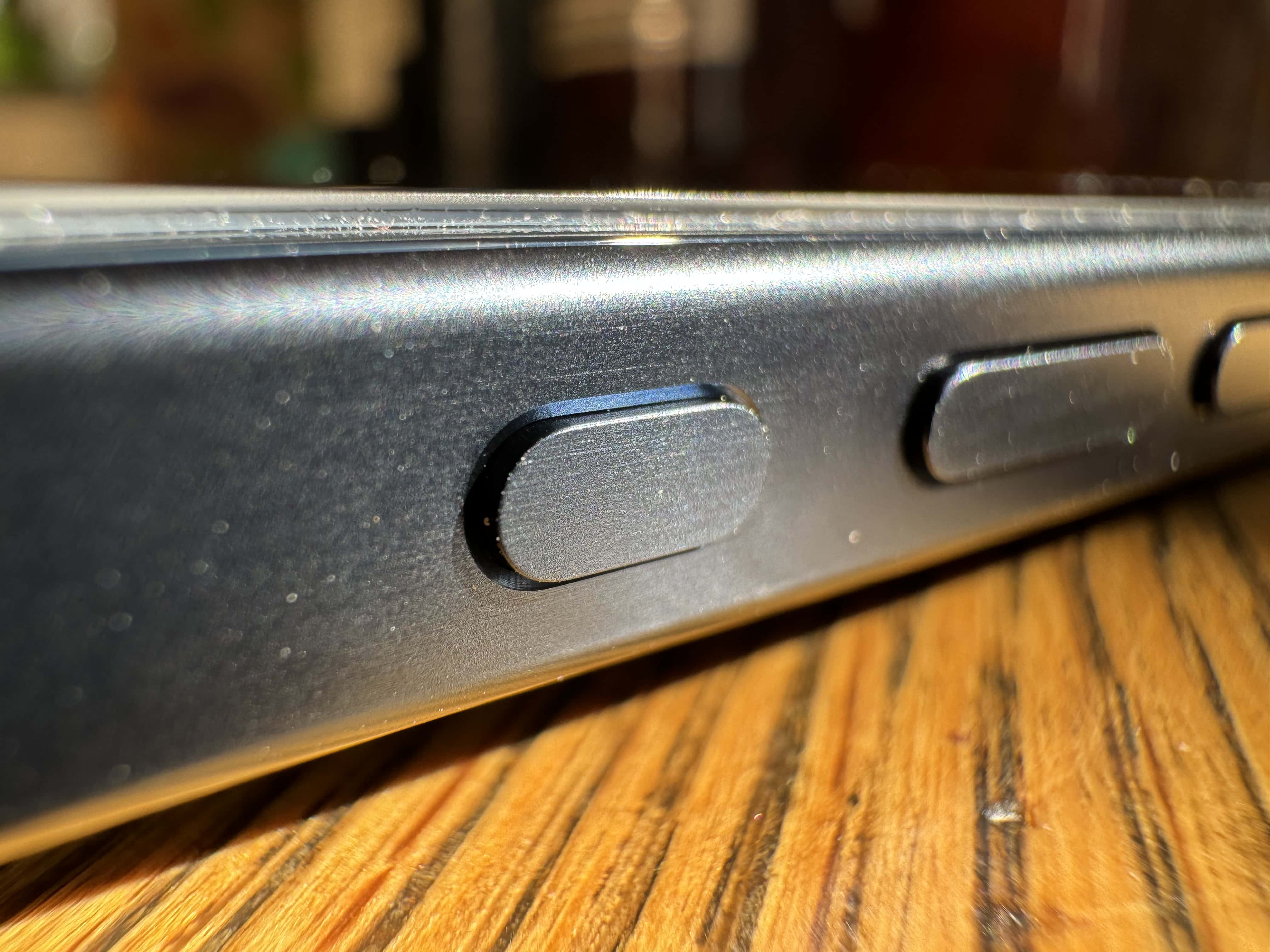 IMG_3312 Closeup of iPhone 15’s new Action button.