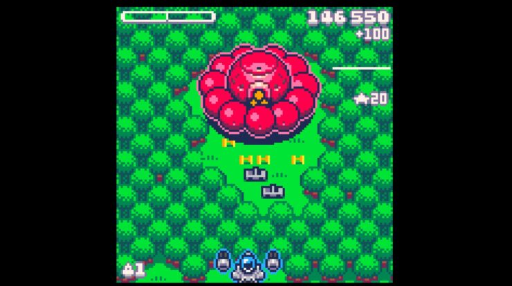 Cattle Crisis - A large circular red ship hovers just above a forest.