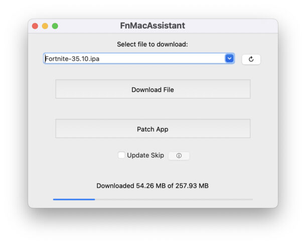 Downloading Fortnite onto the Mac and then using fnMacAssistant to patch the Fortnite app too