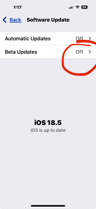 Choose Beta updates