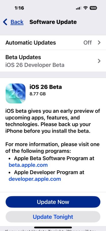 Download and install iOS 26 beta