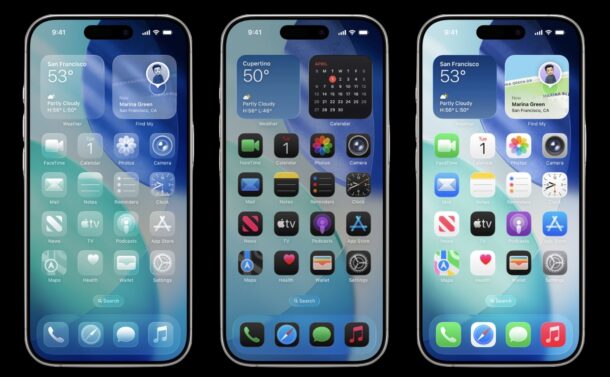 The iOS 26 Liquid Glass UI options