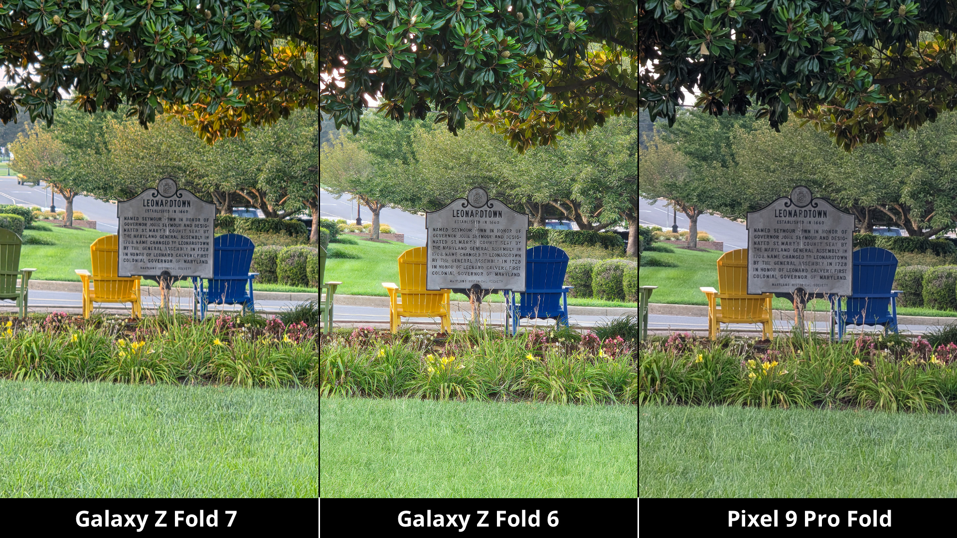 Samsung Galaxy Z Fold 7 vs. Galaxy Z Fold 6 and Pixel 9 Pro Fold Camera Comparison