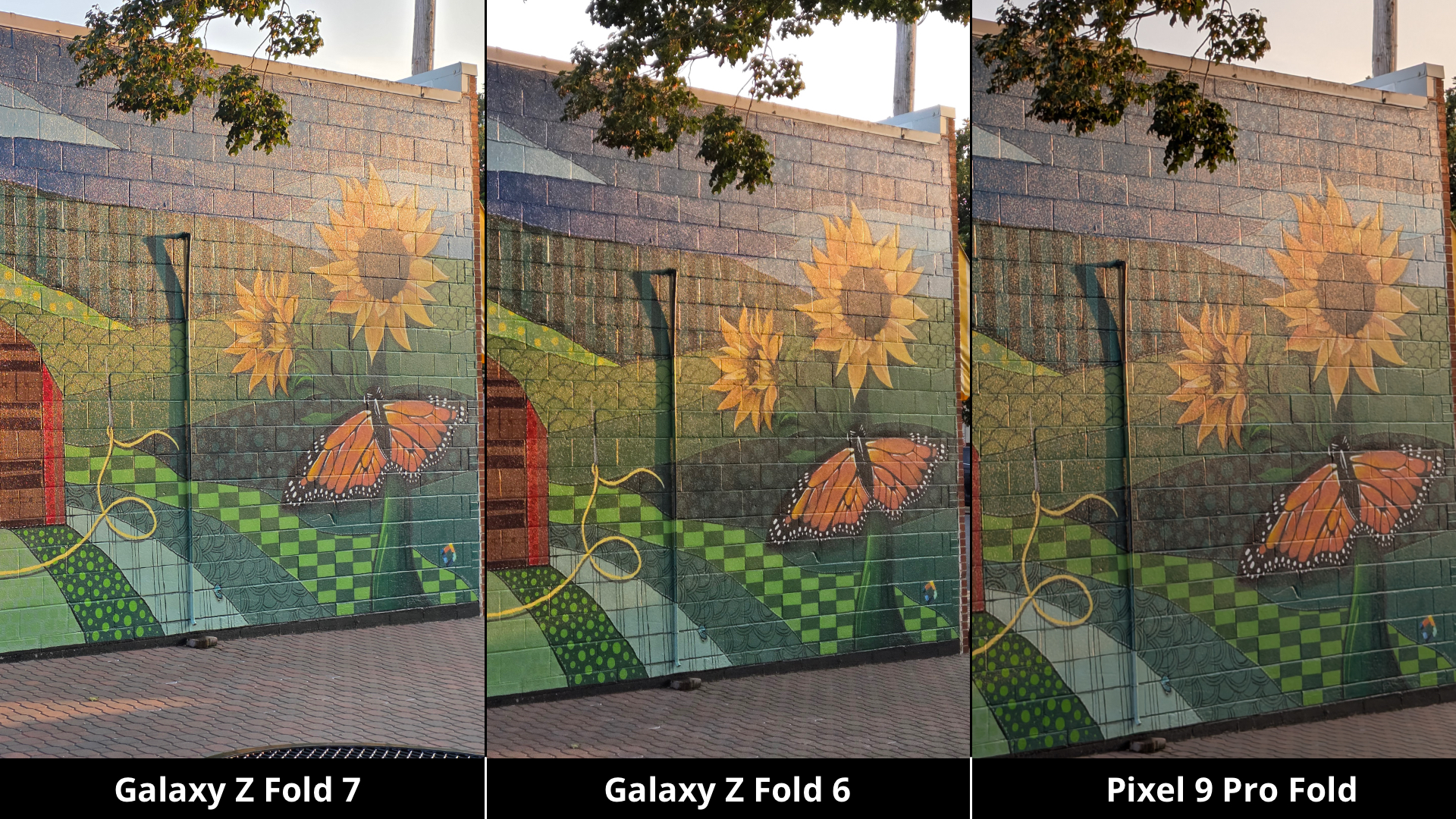Samsung Galaxy Z Fold 7 vs. Galaxy Z Fold 6 and Pixel 9 Pro Fold Camera Comparison