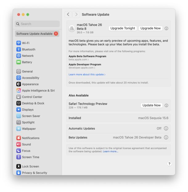 MacOS Tahoe 26 beta 9 is available for Mac