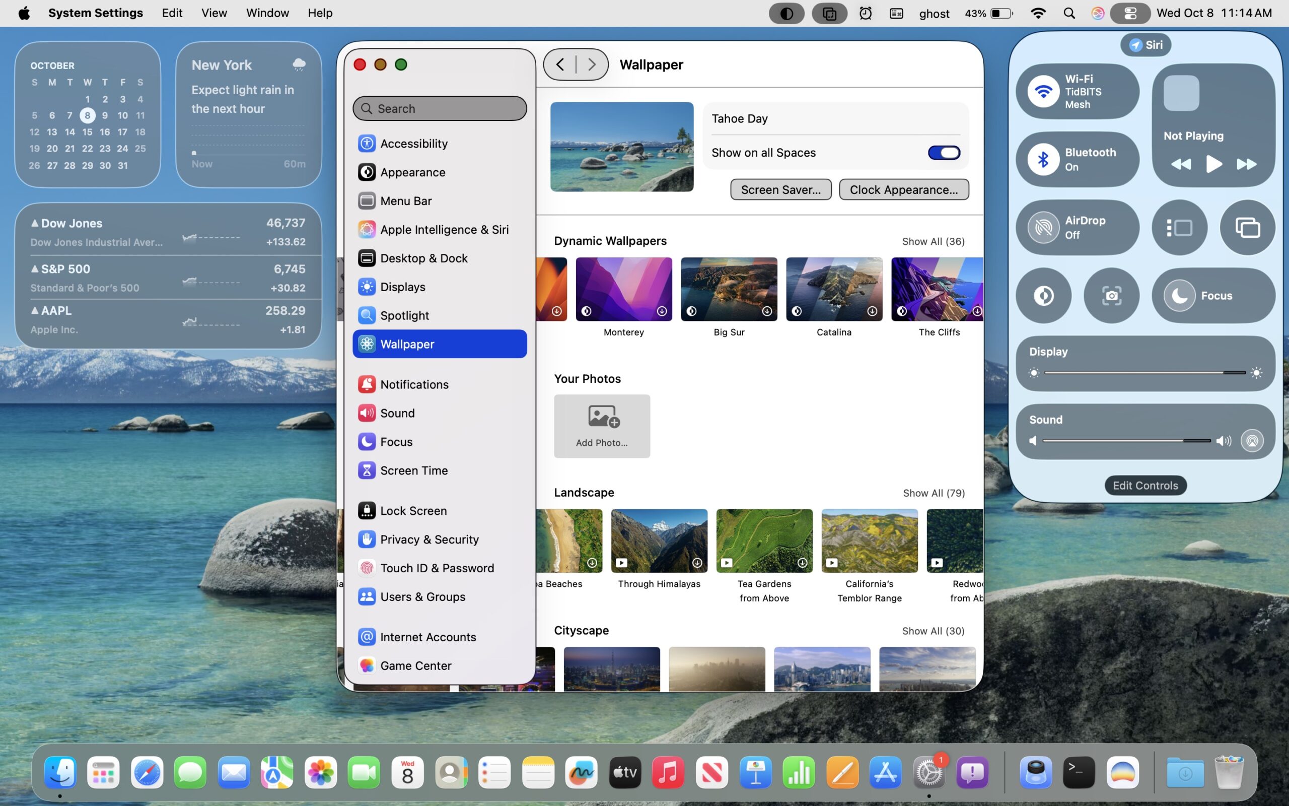 macOS Liquid Glass example Increase Contrast