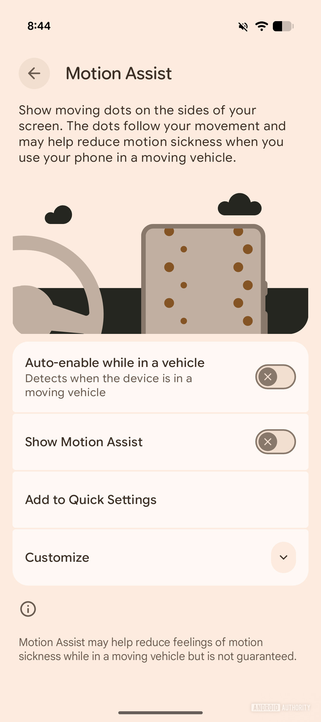 Google Android Motion Assist formerly Motion Cues Google Android Motion Assist formerly Motion Cues