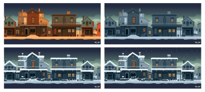 Snow mode applied to the town background