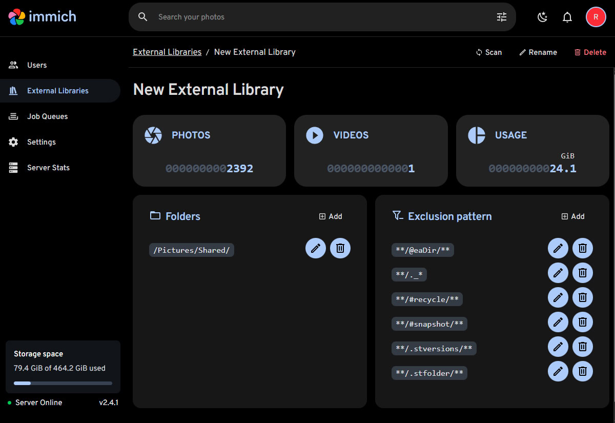 Immich Library Stats