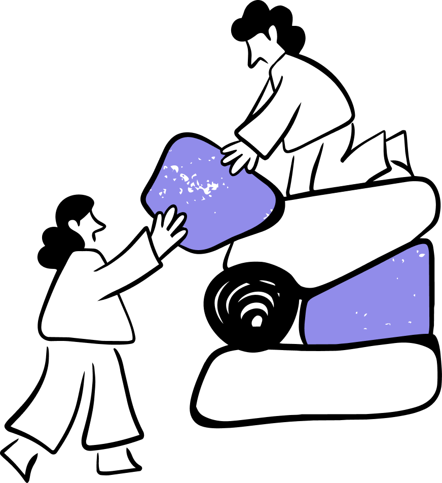 Illustration of a team working together