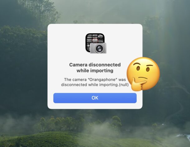 Camera disconnected while importing error with Image Capture on Mac when transferring photos from iPhone